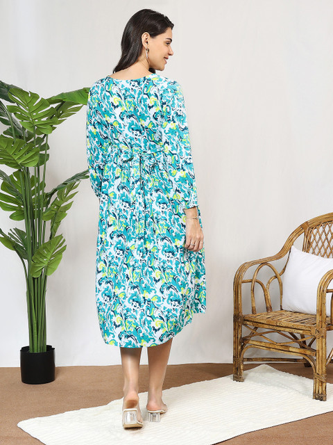 MomToBe Floral Printed Maternity Fit and Flare Midi Dress - Image 4