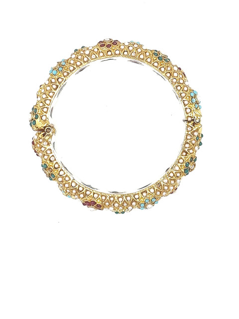 Anouk Gold Plated Pearl Studded Ethnic Rajasthani Bangles - Image 3