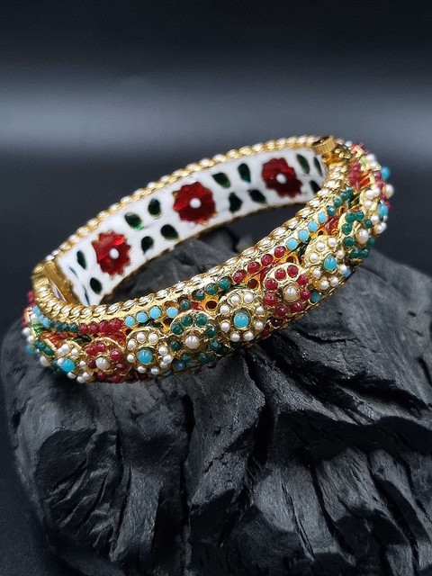 Anouk Gold Plated Pearl Studded Ethnic Rajasthani Bangles