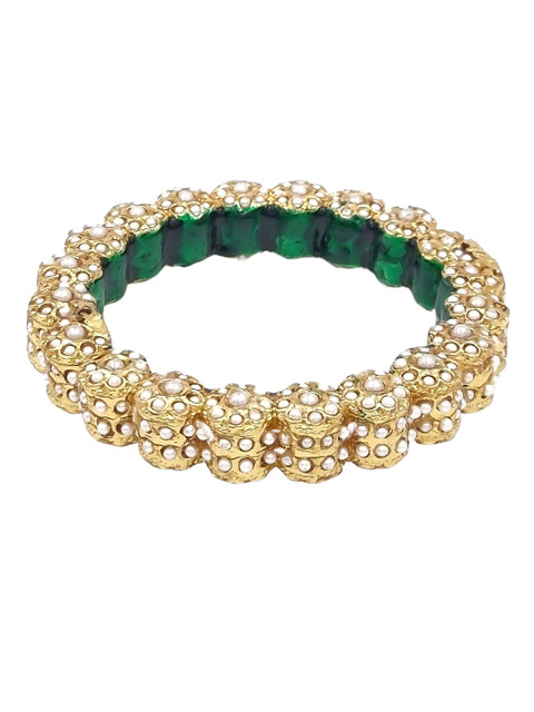 Anouk Gold-Plated Rajasthani Pearl Beaded Bangle - Image 2