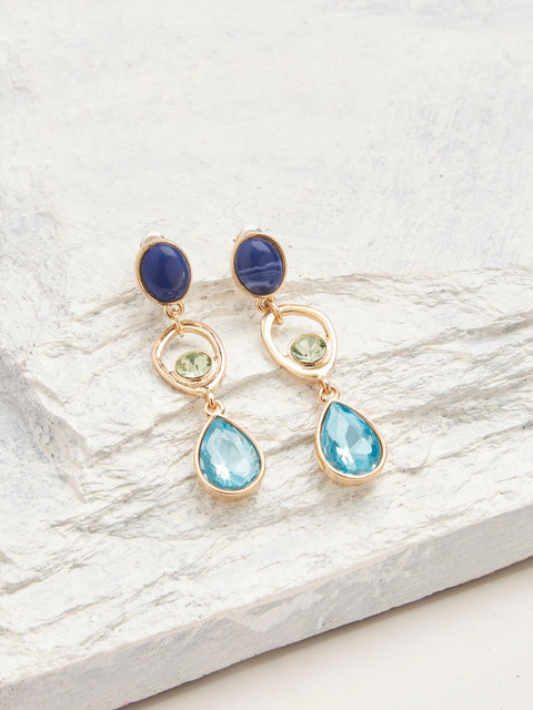 Accessorize London Women Triple Gem Teardrop Drop Earrings