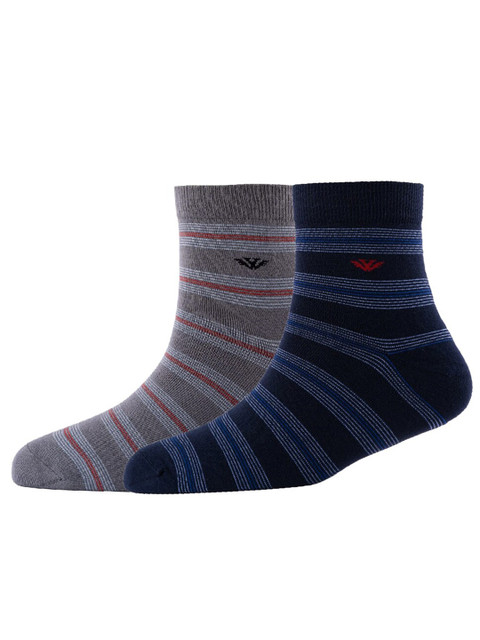 Cotstyle Men Pack Of 2 Striped Cotton Ankle Length Socks