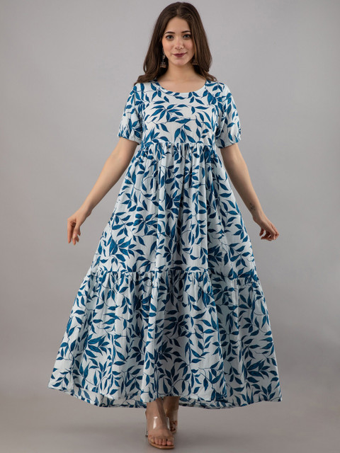 UNIBLISS Floral Printed Pure Cotton Anarkali Kurta