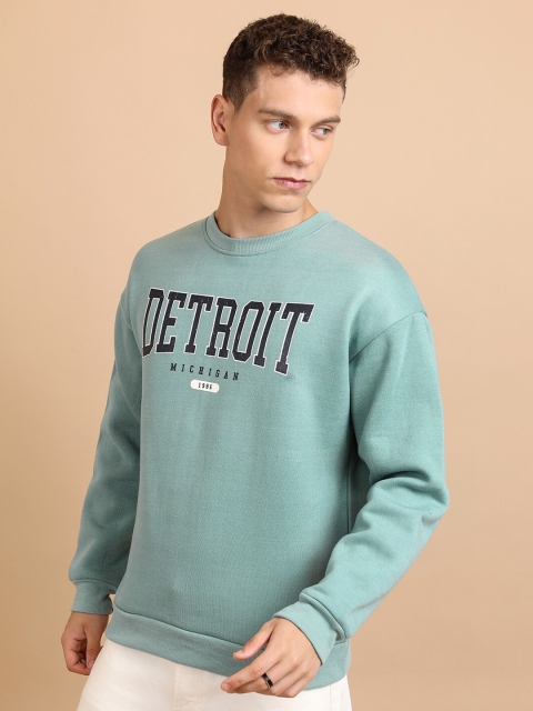 HIGHLANDER Blue Relaxed Fit Typography Printed Pullover Sweatshirt - Image 4