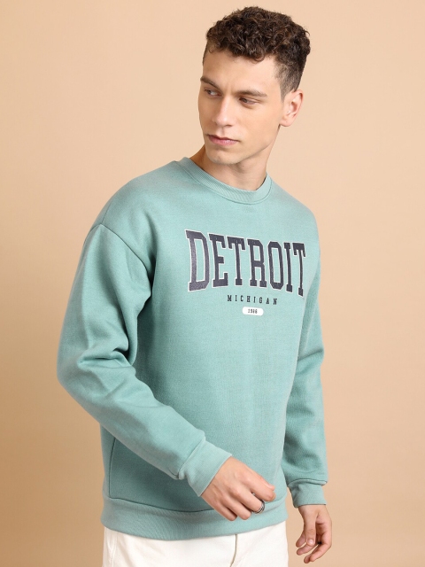HIGHLANDER Blue Relaxed Fit Typography Printed Pullover Sweatshirt - Image 3