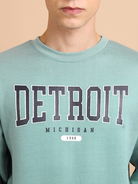 HIGHLANDER Blue Relaxed Fit Typography Printed Pullover Sweatshirt - Image 2