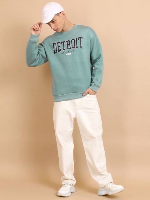 HIGHLANDER Blue Relaxed Fit Typography Printed Pullover Sweatshirt - Image 6