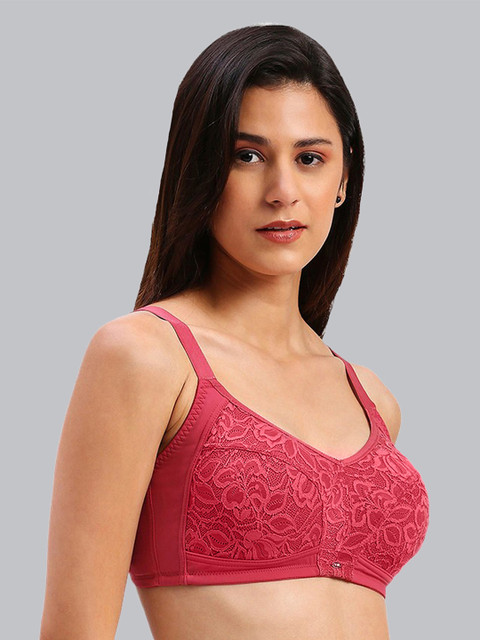 Soie Women Full Coverage Non Padded Seamless Non-Wired Floral Lace Everyday Bra - Image 2