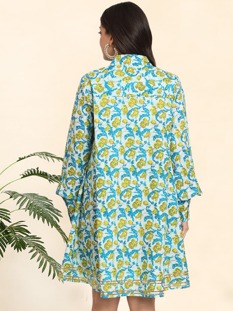 angloindu Floral Printed Pure Cotton Maternity Shirt Style Dress - Image 5