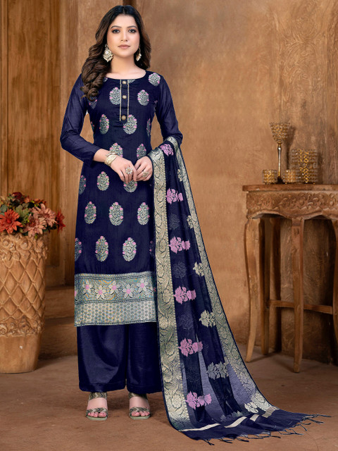 KALINI Blue & Blue Unstitched Dress Material