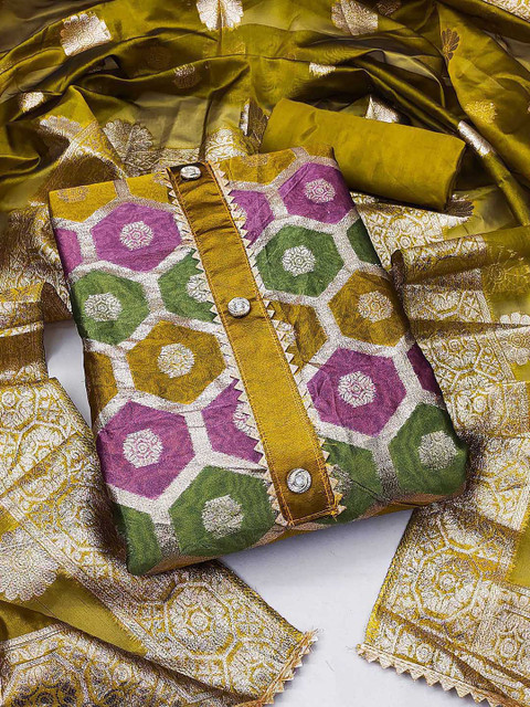 KALINI Geometric Woven Design Unstitched Dress Material