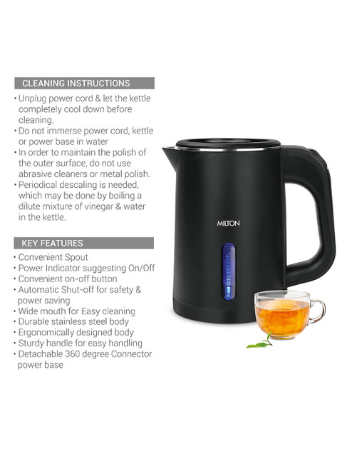 Milton Companion Black Stainless Steel Electric Kettle 800 ML - Image 3