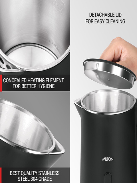 Milton Companion Black Stainless Steel Electric Kettle 800 ML - Image 5