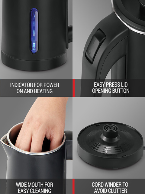 Milton Companion Black Stainless Steel Electric Kettle 800 ML - Image 4