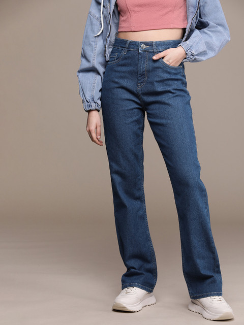 The Roadster Life Co. Women Straight Fit High-Rise Stretchable Jeans