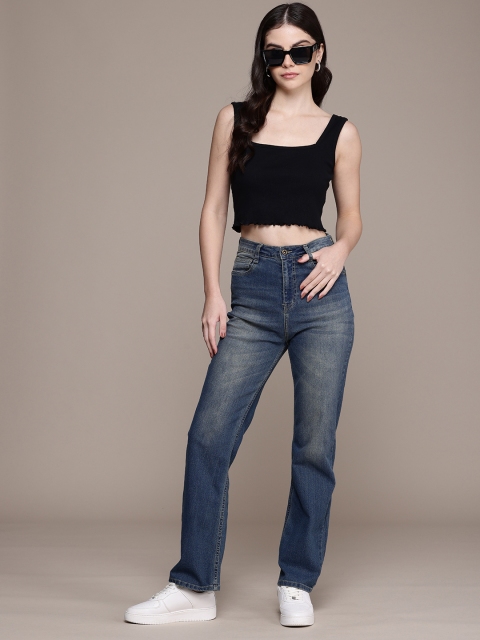 The Roadster Life Co. Women Straight Fit High-Rise Heavy Fade Stretchable Jeans - Image 4