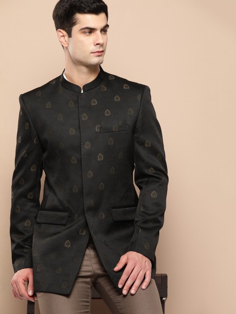 INVICTUS Slim Fit Woven Design Ethnic Bandhgala