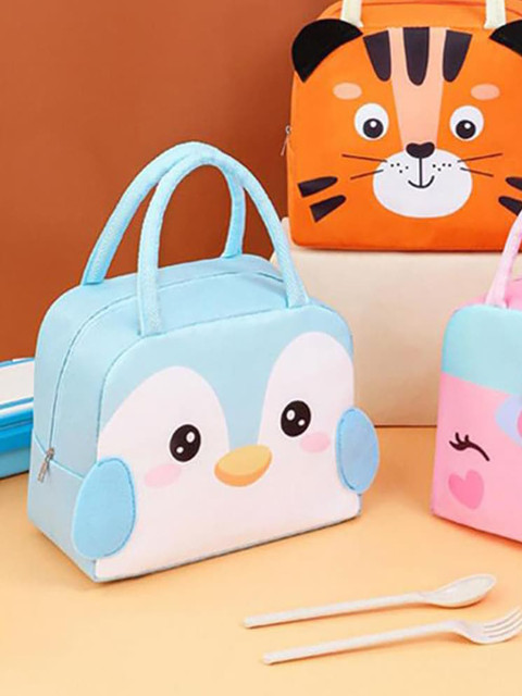 HOUSE OF QUIRK Blue Printed Waterproof Insulated Lunch Bag