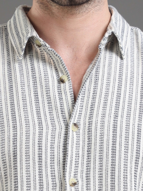 HERE&NOW Slim Fit Striped Spread Collar Cotton Casual Shirt - Image 2