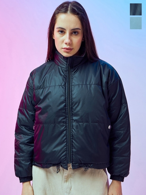 Bewakoof Mock Collar Reversible Oversized Padded Jacket