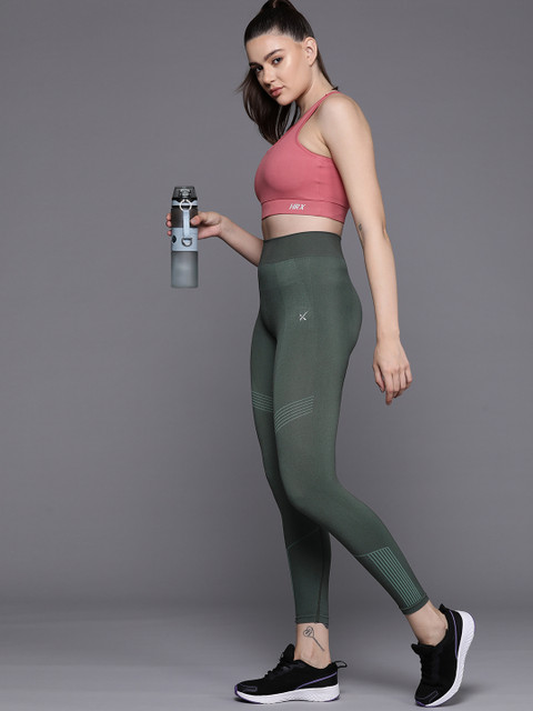 HRX By Hrithik Roshan Antimicrobial Rapid-Dry Seamless Yoga Tights