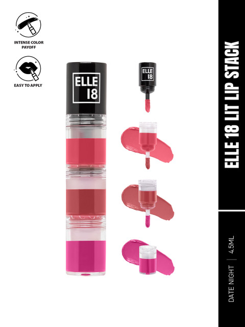 ELLE 18 Lit Lip Stack 3 in 1 Matte Liquid Lipstick For Intense Payoff 4.5ml - Date Night