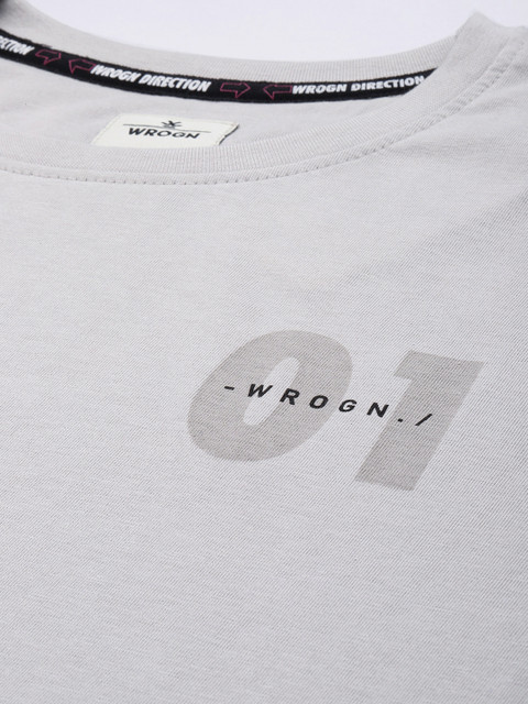WROGN Men Brand Logo & Numeric Placement Print Knitted Slim Fit T-shirt - Image 2