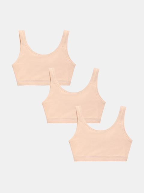 Sillysally Girls Pack of 3 Full Coverage Beginners Sports Bra With All Day Comfort