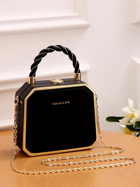 Diva Dale PU Buckle Detail Structured Sling Bag