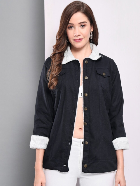 Funday Fashion Spread Collar Longline Cotton Denim Jacket