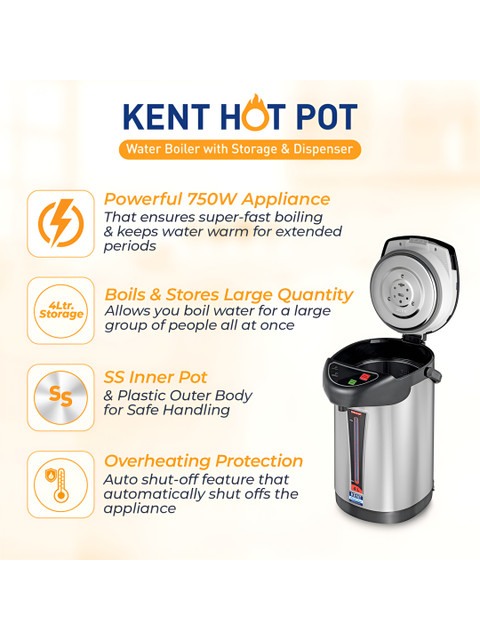 Kent Stainless Steel Electric Kettle With Water Dispenser 4L - Image 3