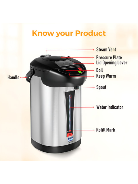 Kent Stainless Steel Electric Kettle With Water Dispenser 4L - Image 6