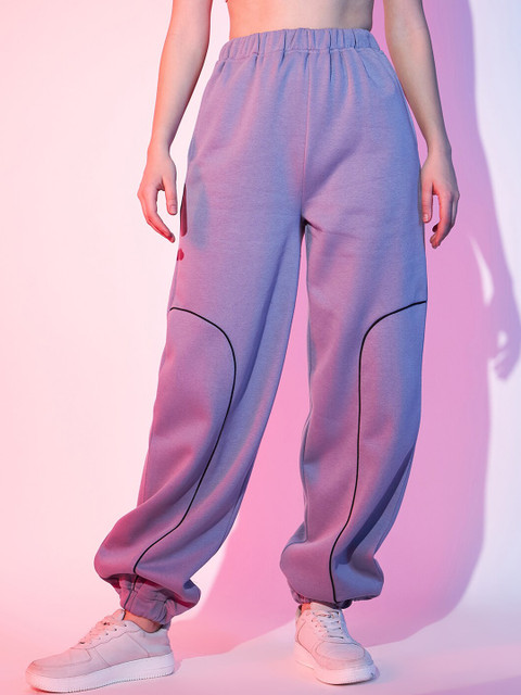 STREET 9 Women Lavender Loose Fit Joggers Trousers