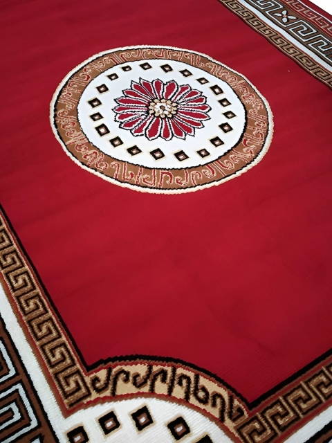 Asad Emporium Rugs Red& White Geometric Anti-Skid Carpet - Image 2