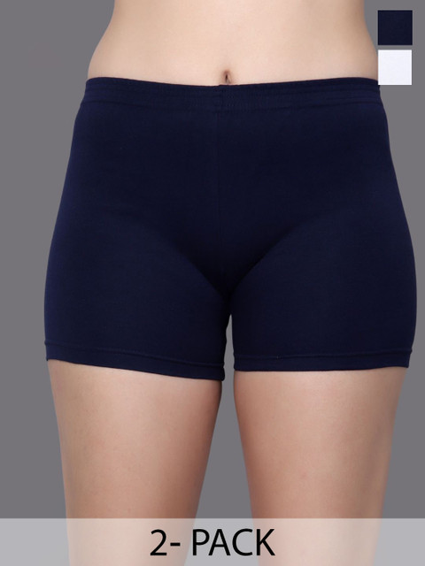 Aimly Women Pack Of 2 Mid-Rise Skinny Fit Cotton Cycling Sports Shorts