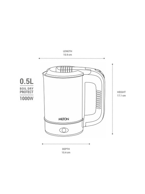 Milton Stainless Steel Euroline Electric Travel Kettle & Handle 1000 Watt 2 Utility Cups - Image 7
