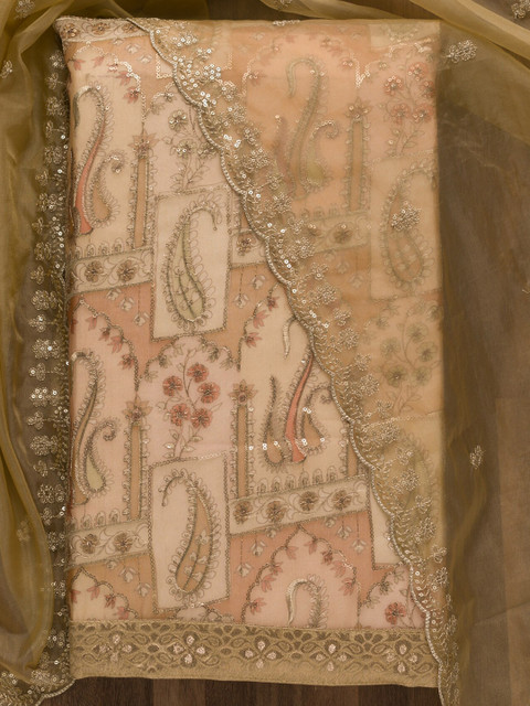 Koskii Women Ethnic Motifs Embroidered Unstitched Dress Material - Image 2
