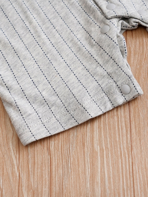 StyleCast Infant Boys Grey & White Striped Cotton Rompers - Image 7