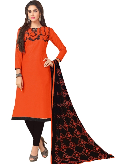 MANVAA Ethnic Motifs Embroidered Pure Cotton Unstitched Dress Material