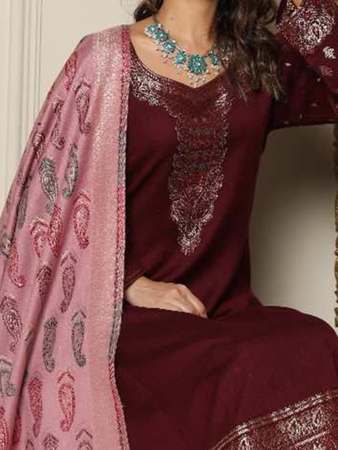 KIDAR Ethnic Motifs Woven Design Unstitched Dress Material - Image 2