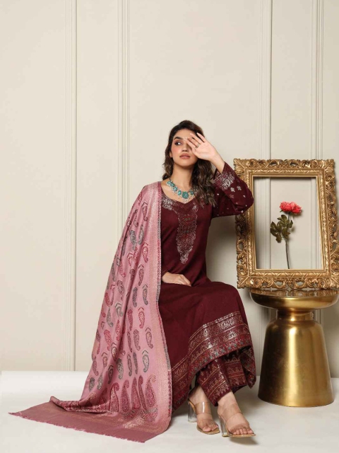 KIDAR Ethnic Motifs Woven Design Unstitched Dress Material - Image 4