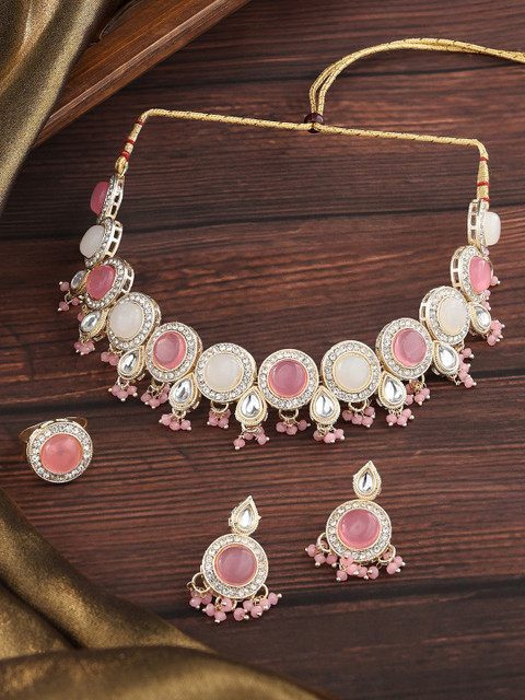 Zaveri Pearls Gold-Plated Kundan-Studded & Pearl Beaded Jewellery Set
