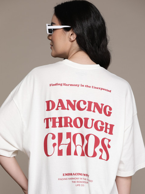 The Roadster Lifestyle Co. Printed Oversized Drop-Shoulder Longline T-shirt