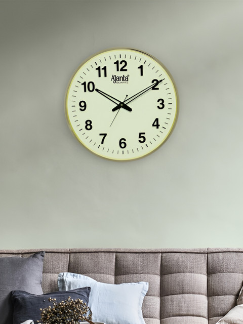 AJANTA GoldToned and Black Analog Fashion Wall Clock - Image 2