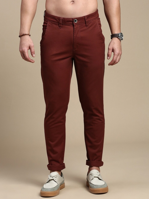 The Roadster Lifestyle Co. Men Burgundy Relaxed Slim-Fit Mid-Rise Chinos