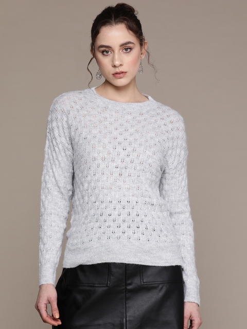 MANGO Women Self Design Pullover