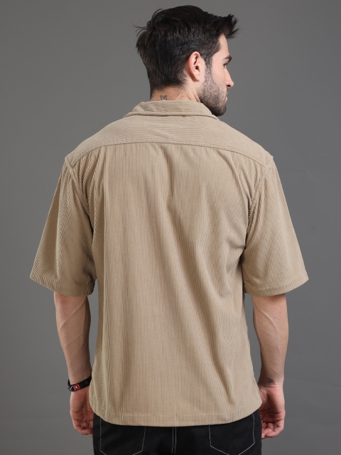 HERE&NOW Self Design Corduroy Weave Oversized Casual Shirt - Image 5