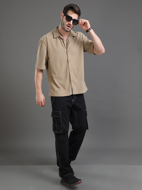 HERE&NOW Self Design Corduroy Weave Oversized Casual Shirt - Image 6