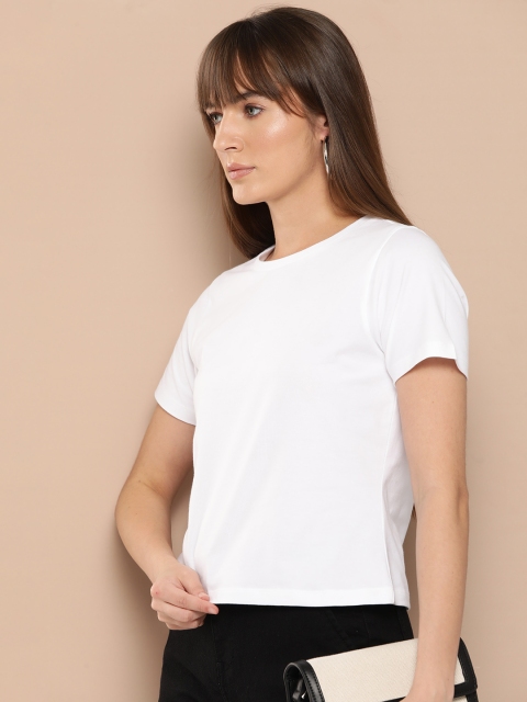 Chemistry Women Solid Round Neck Half Sleeves T-shirt
