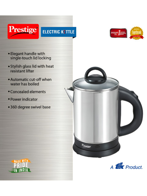Prestige Black & Silver Electric Kettle 1.7 L - Image 3